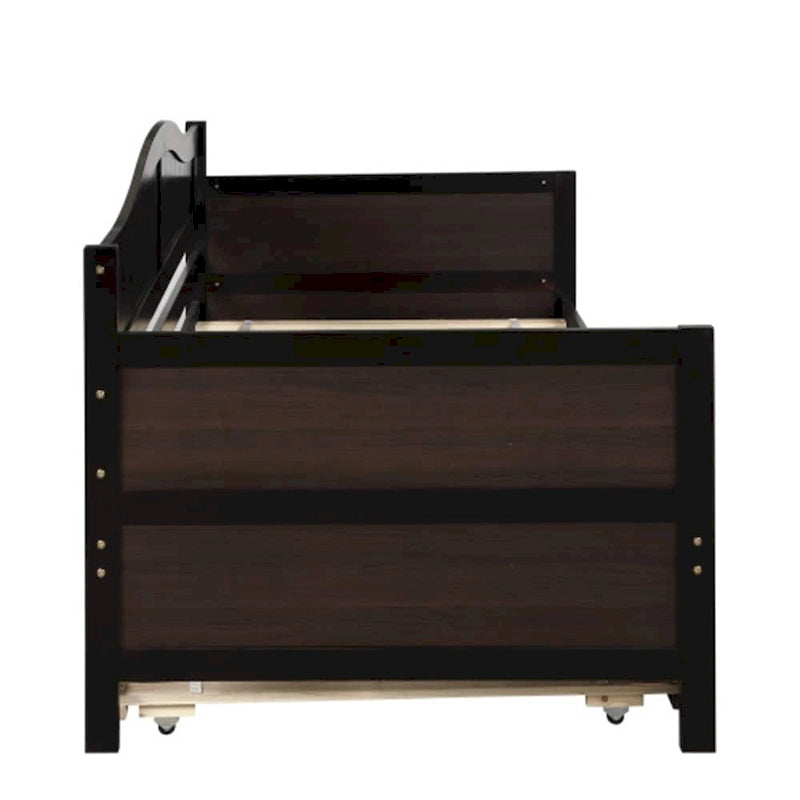 Lit de repos double en bois avec lit gigogne