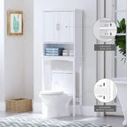 Meuble de rangement au-dessus des toilettes, Étagère de salle de bain au-dessus des toilettes, Organisateur de salle de bain peu encombrant, Blanc