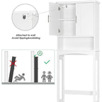 Meuble de rangement au-dessus des toilettes, Étagère de salle de bain au-dessus des toilettes, Organisateur de salle de bain peu encombrant, Blanc