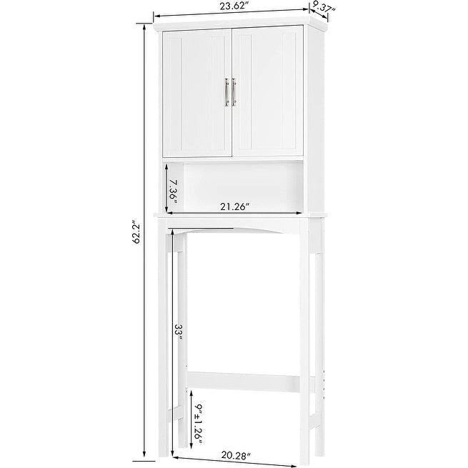 Meuble de rangement au-dessus des toilettes, Étagère de salle de bain au-dessus des toilettes, Organisateur de salle de bain peu encombrant, Blanc