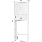 Meuble de rangement au-dessus des toilettes, Étagère de salle de bain au-dessus des toilettes, Organisateur de salle de bain peu encombrant, Blanc