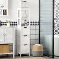 Meuble de salle de bain étroit avec 3 tiroirs et étagère à 2 niveaux, armoire haute autoportante, tour de rangement pour linge de maison, organisateur de coin mince