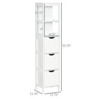Meuble de salle de bain étroit avec 3 tiroirs et étagère à 2 niveaux, armoire haute autoportante, tour de rangement pour linge de maison, organisateur de coin mince