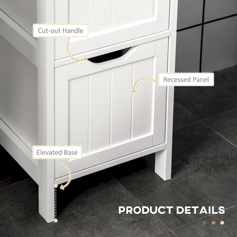 Meuble de salle de bain étroit avec 3 tiroirs et étagère à 2 niveaux, armoire haute autoportante, tour de rangement pour linge de maison, organisateur de coin mince