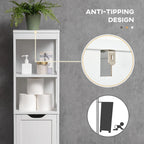 Meuble de salle de bain étroit avec 3 tiroirs et étagère à 2 niveaux, armoire haute autoportante, tour de rangement pour linge de maison, organisateur de coin mince