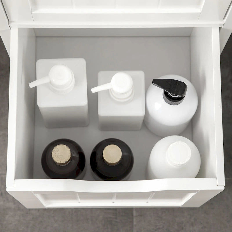 Meuble de salle de bain étroit avec 3 tiroirs et étagère à 2 niveaux, armoire haute autoportante, tour de rangement pour linge de maison, organisateur de coin mince