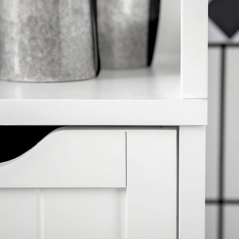 Meuble de salle de bain étroit avec 3 tiroirs et étagère à 2 niveaux, armoire haute autoportante, tour de rangement pour linge de maison, organisateur de coin mince