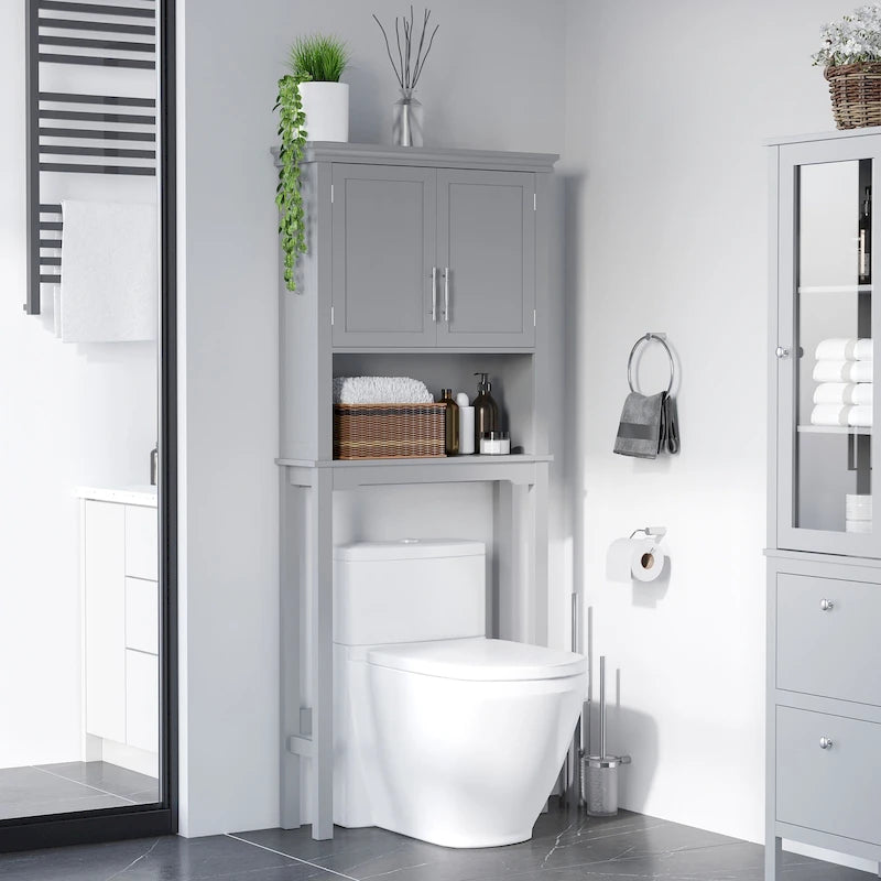 Meuble de rangement WC moderne, organisateur de salle de bain à double porte