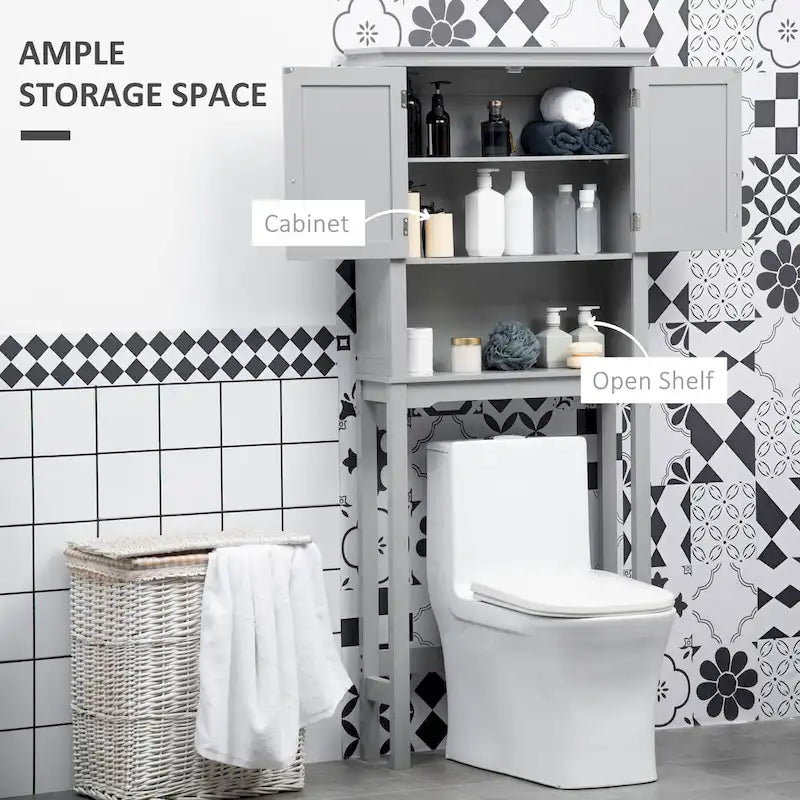 Meuble de rangement WC moderne, organisateur de salle de bain à double porte