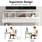 Bureau d'ordinateur avec tiroirs et étagère de rangement pour écran, bureau d'écriture avec étagères