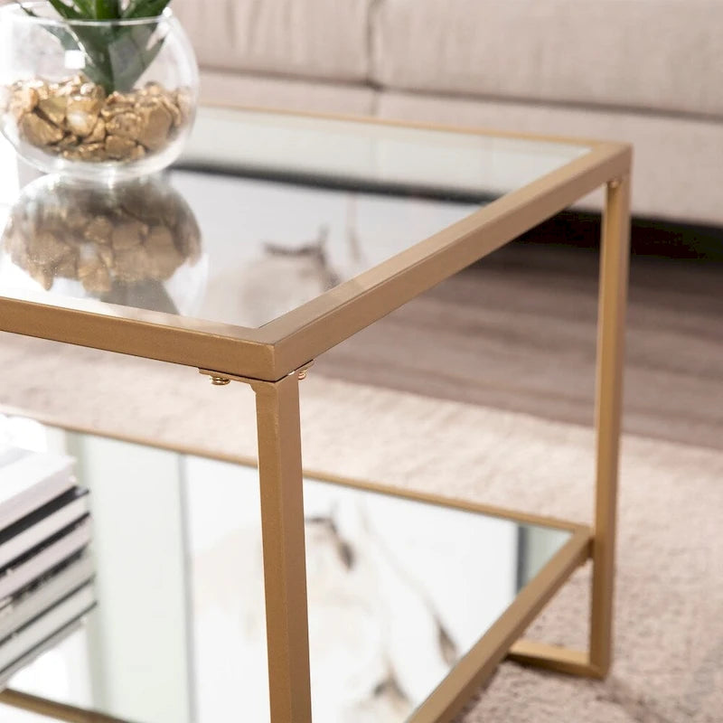 Table basse glamour en métal doré