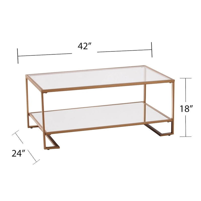Table basse glamour en métal doré