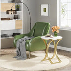 Petite table d'appoint ronde moderne avec cadre en métal doré et placage en faux marbre, en bois composite, pour le salon