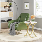 Petite table d'appoint ronde moderne avec cadre en métal doré et placage en faux marbre, en bois composite, pour le salon
