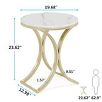 Petite table d'appoint ronde moderne avec cadre en métal doré et placage en faux marbre, en bois composite, pour le salon