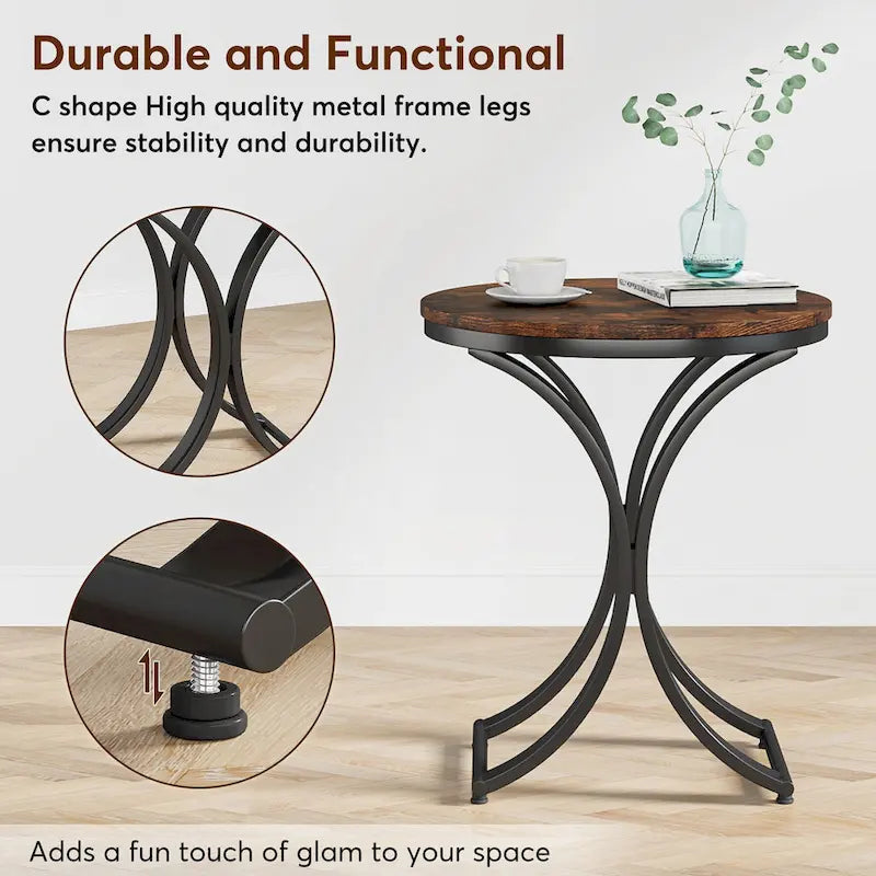 Petite table d'appoint ronde moderne avec cadre en métal doré et placage en faux marbre, en bois composite, pour le salon
