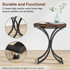 Petite table d'appoint ronde moderne avec cadre en métal doré et placage en faux marbre, en bois composite, pour le salon