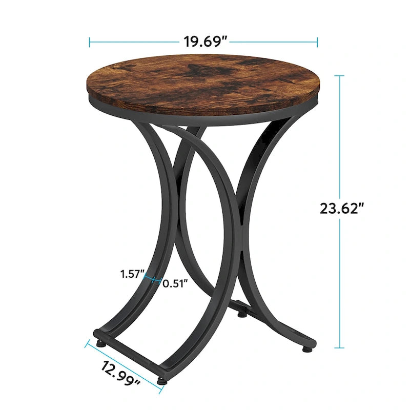 Petite table d'appoint ronde moderne avec cadre en métal doré et placage en faux marbre, en bois composite, pour le salon