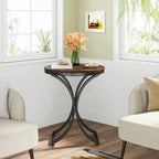 Petite table d'appoint ronde moderne avec cadre en métal doré et placage en faux marbre, en bois composite, pour le salon