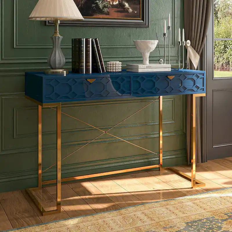 Bureau d'écriture brillant pour bureau à domicile avec tiroirs de rangement