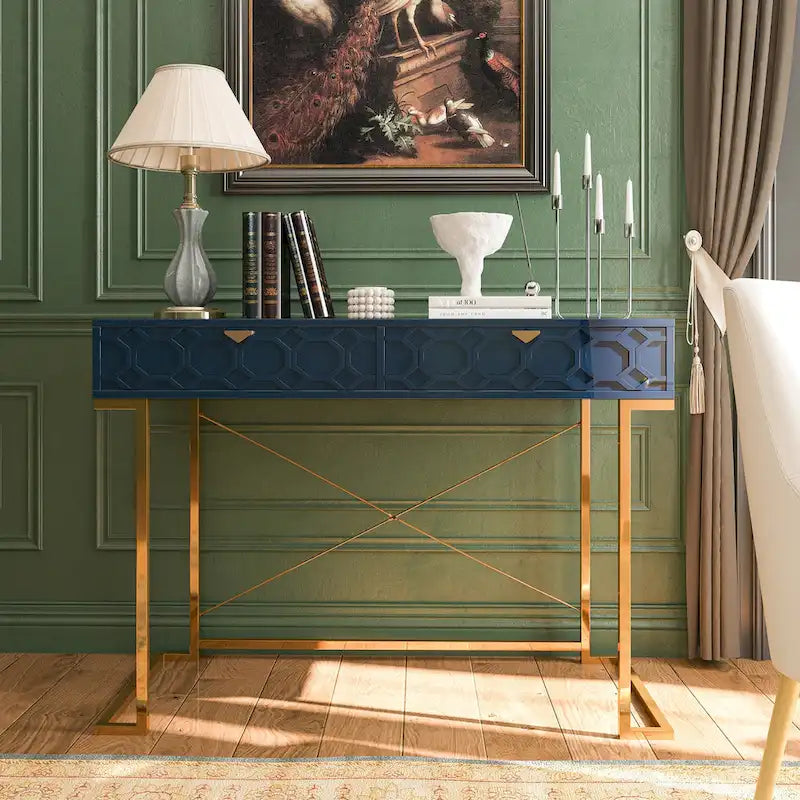 Bureau d'écriture brillant pour bureau à domicile avec tiroirs de rangement