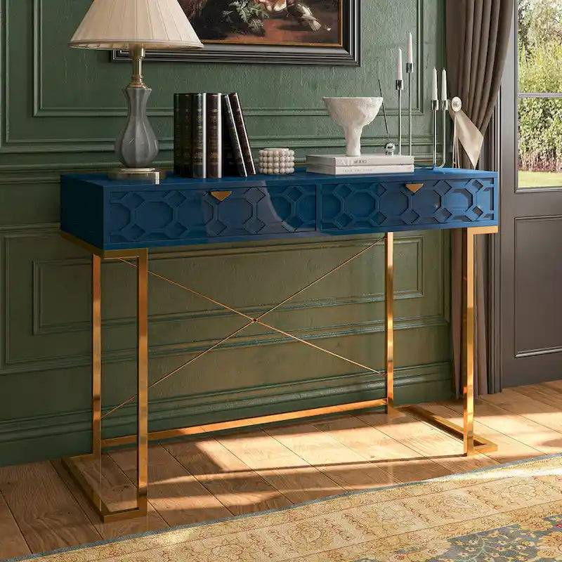 Bureau d'écriture brillant pour bureau à domicile avec tiroirs de rangement