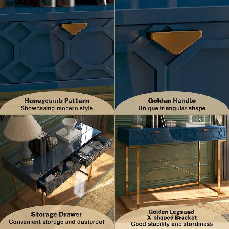 Bureau d'écriture brillant pour bureau à domicile avec tiroirs de rangement