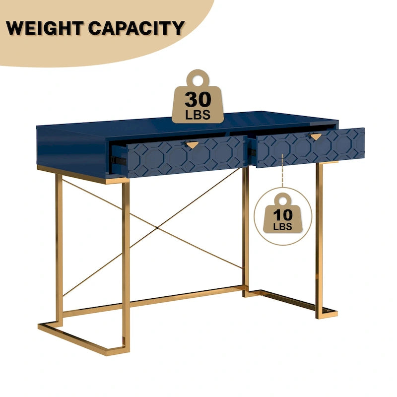 Bureau d'écriture brillant pour bureau à domicile avec tiroirs de rangement