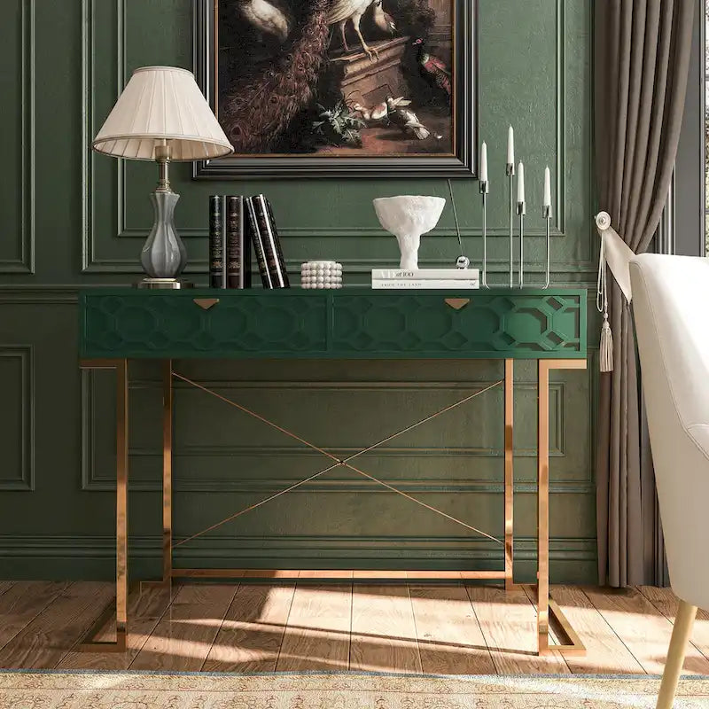 Bureau d'écriture brillant pour bureau à domicile avec tiroirs de rangement