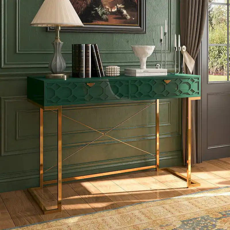 Bureau d'écriture brillant pour bureau à domicile avec tiroirs de rangement