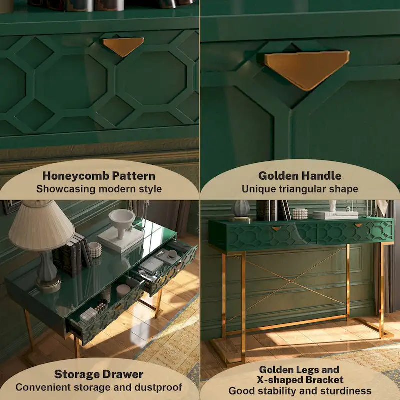Bureau d'écriture brillant pour bureau à domicile avec tiroirs de rangement