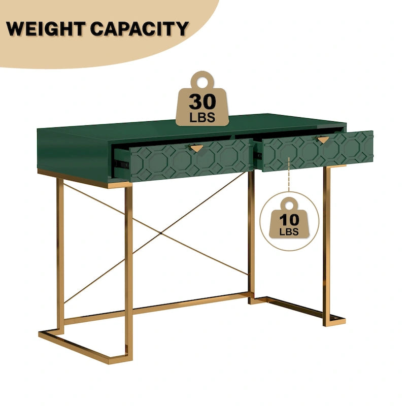 Bureau d'écriture brillant pour bureau à domicile avec tiroirs de rangement