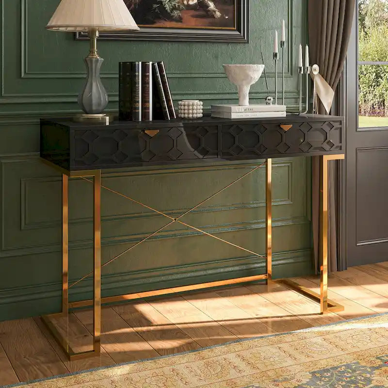 Bureau d'écriture brillant pour bureau à domicile avec tiroirs de rangement