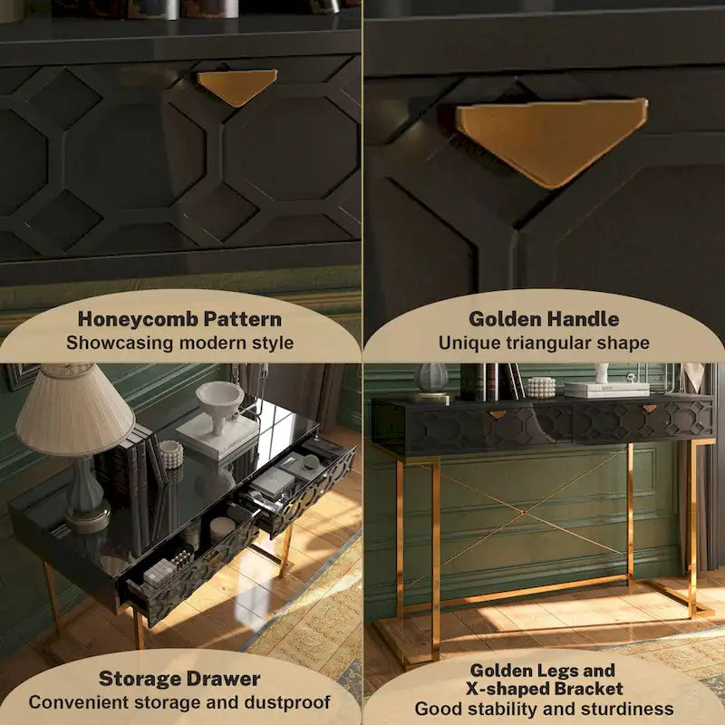 Bureau d'écriture brillant pour bureau à domicile avec tiroirs de rangement