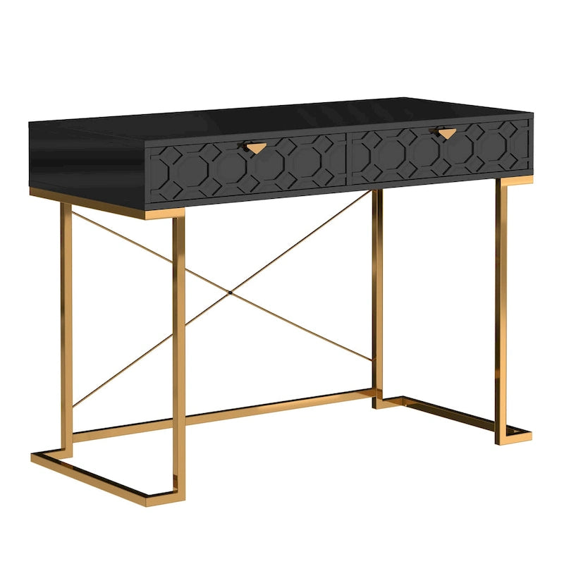Bureau d'écriture brillant pour bureau à domicile avec tiroirs de rangement