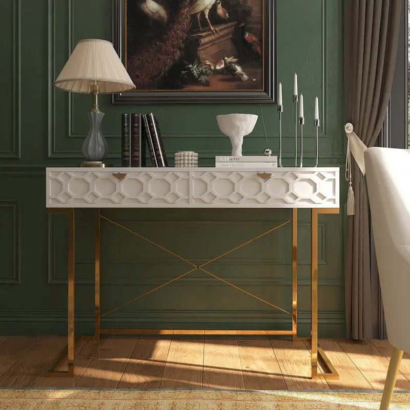 Bureau d'écriture brillant pour bureau à domicile avec tiroirs de rangement
