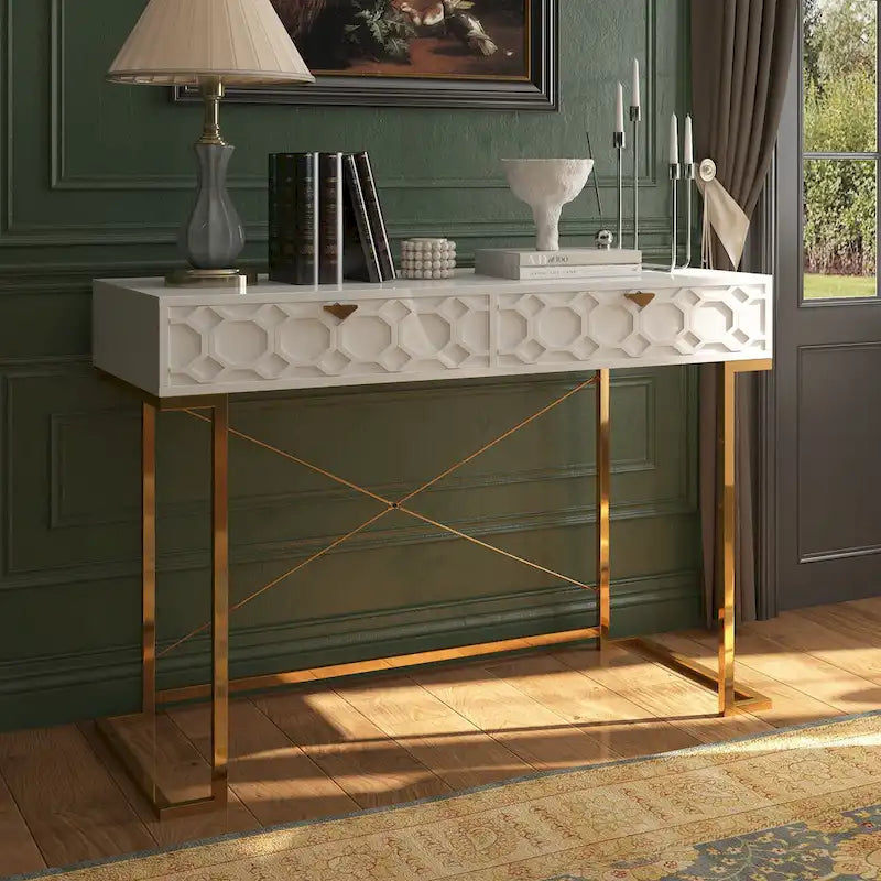 Bureau d'écriture brillant pour bureau à domicile avec tiroirs de rangement