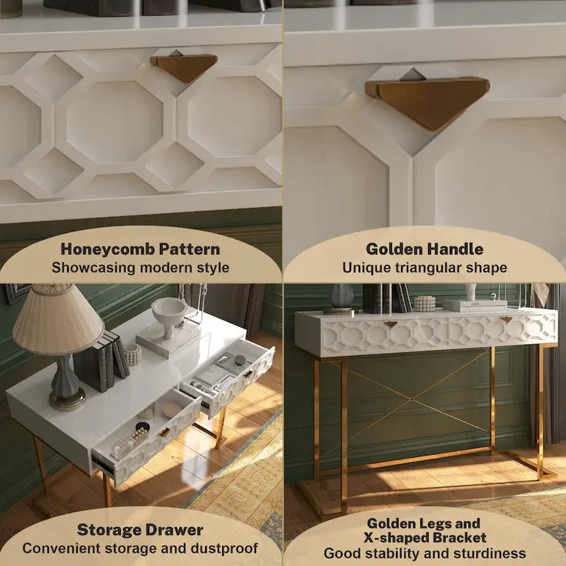 Bureau d'écriture brillant pour bureau à domicile avec tiroirs de rangement