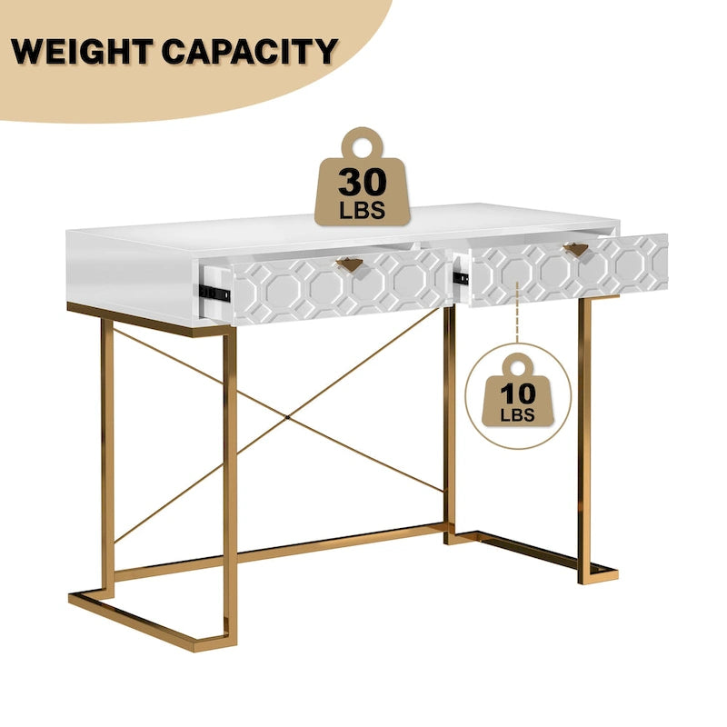 Bureau d'écriture brillant pour bureau à domicile avec tiroirs de rangement