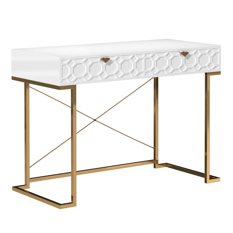 Bureau d'écriture brillant pour bureau à domicile avec tiroirs de rangement