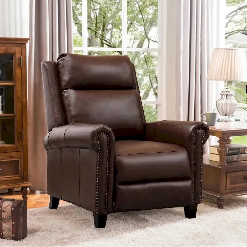 Fauteuil inclinable de club en cuir véritable