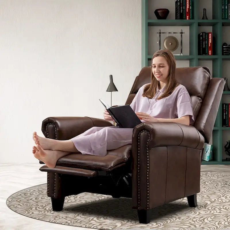 Fauteuil inclinable de club en cuir véritable