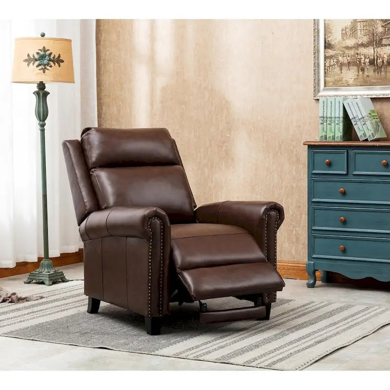 Fauteuil inclinable de club en cuir véritable