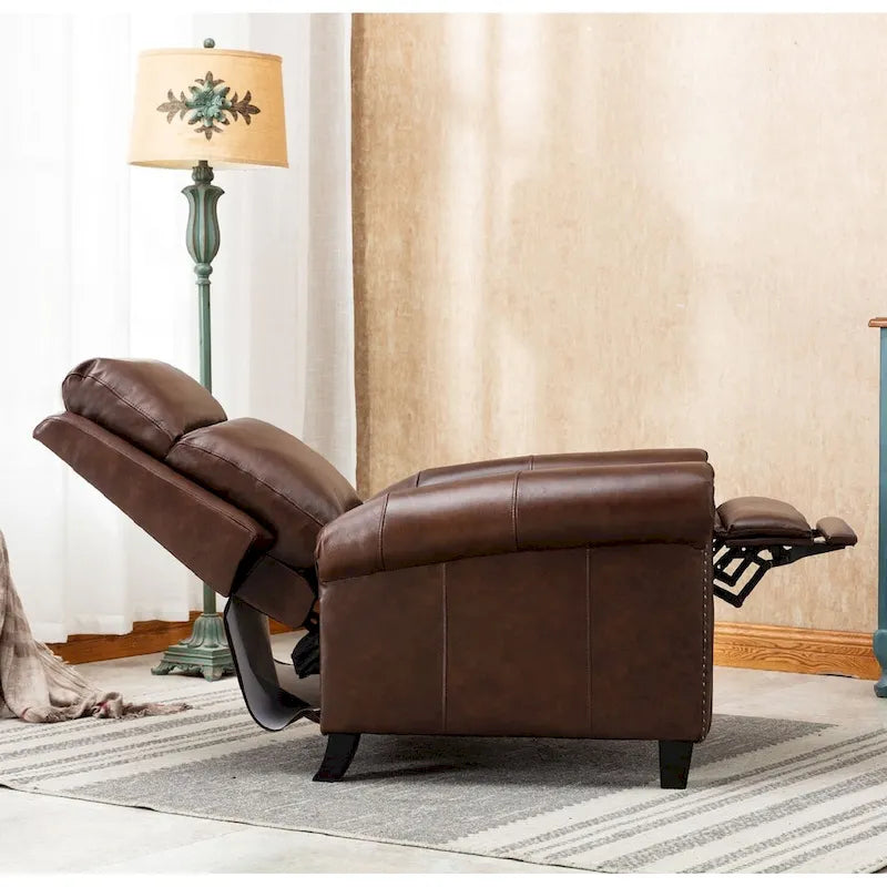 Fauteuil inclinable de club en cuir véritable