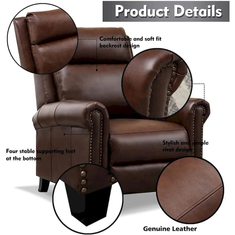Fauteuil inclinable de club en cuir véritable