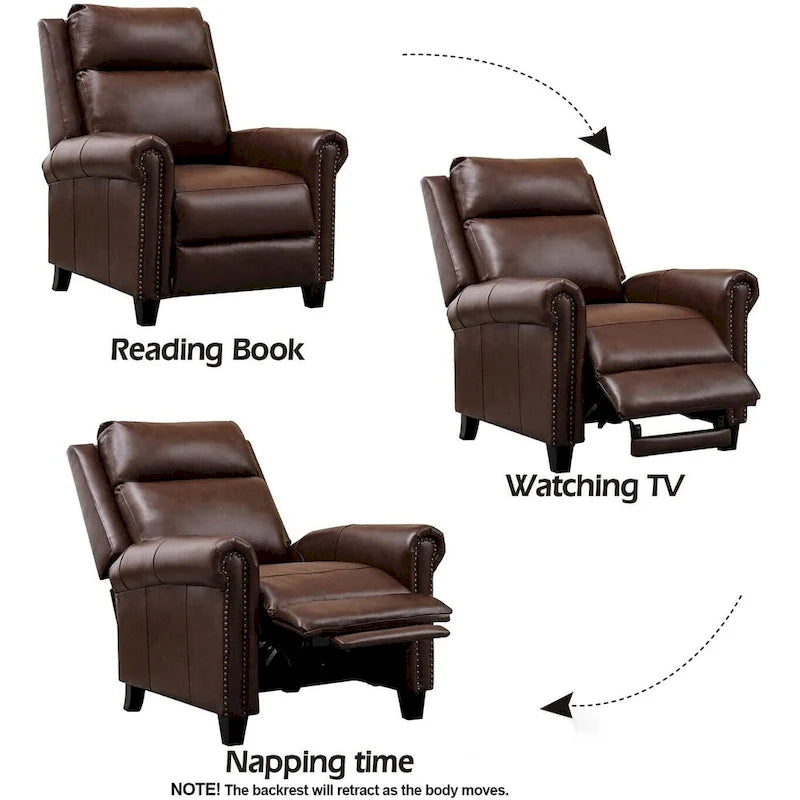 Fauteuil inclinable de club en cuir véritable