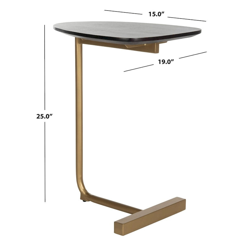 Table d'appoint en C noir/or - 19 x 15 x 25 - 19L x 15P x 25H