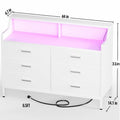 Dresser with Charge Station and LED Light, Chest of Drawers Closet Organizer with 6 Drawers