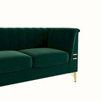 Canapé de salon moderne en velours, canapé 3 places avec pieds en métal doré et canapé vert - 83,46*31,9*30,5