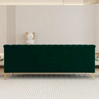 Canapé de salon moderne en velours, canapé 3 places avec pieds en métal doré et canapé vert - 83,46*31,9*30,5